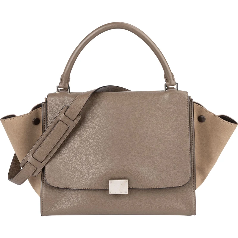 Céline Drummed Calfskin and Suede Trapeze Handbag
