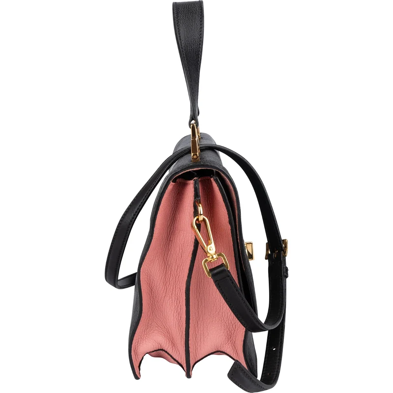 Miu Miu Black Madras Leather Top Handle Crossbody Handbag