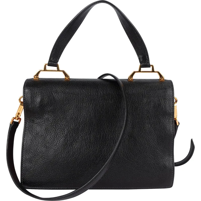 Miu Miu Black Madras Leather Top Handle Crossbody Handbag