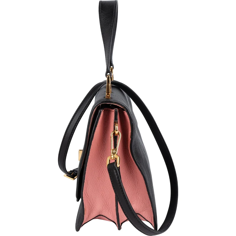 Miu Miu Black Madras Leather Top Handle Crossbody Handbag