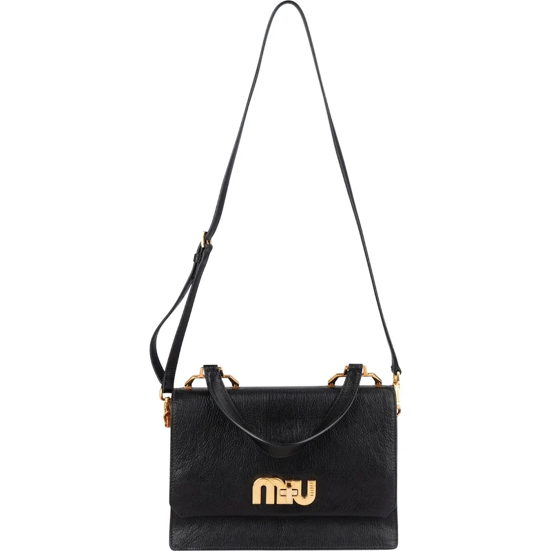 Miu Miu Black Madras Leather Top Handle Crossbody Handbag
