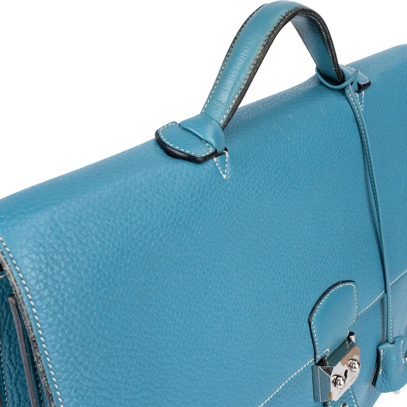 Hermès Blue Jean Togo Leather Sac A Depeches Business Handbag