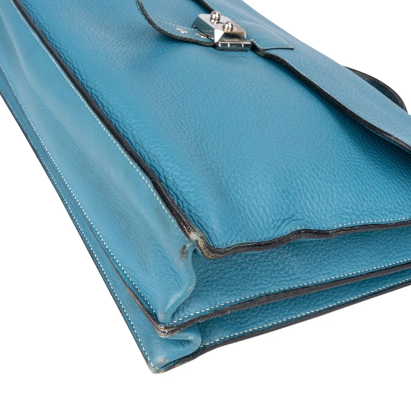 Hermès Blue Jean Togo Leather Sac A Depeches Business Handbag
