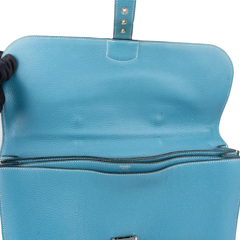 Hermès Blue Jean Togo Leather Sac A Depeches Business Handbag