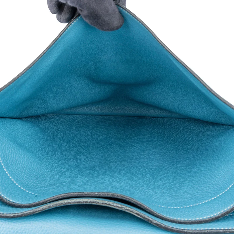 Hermès Blue Jean Togo Leather Sac A Depeches Business Handbag