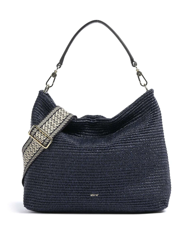 Abro Raffia Kaia Beuteltasche navy
