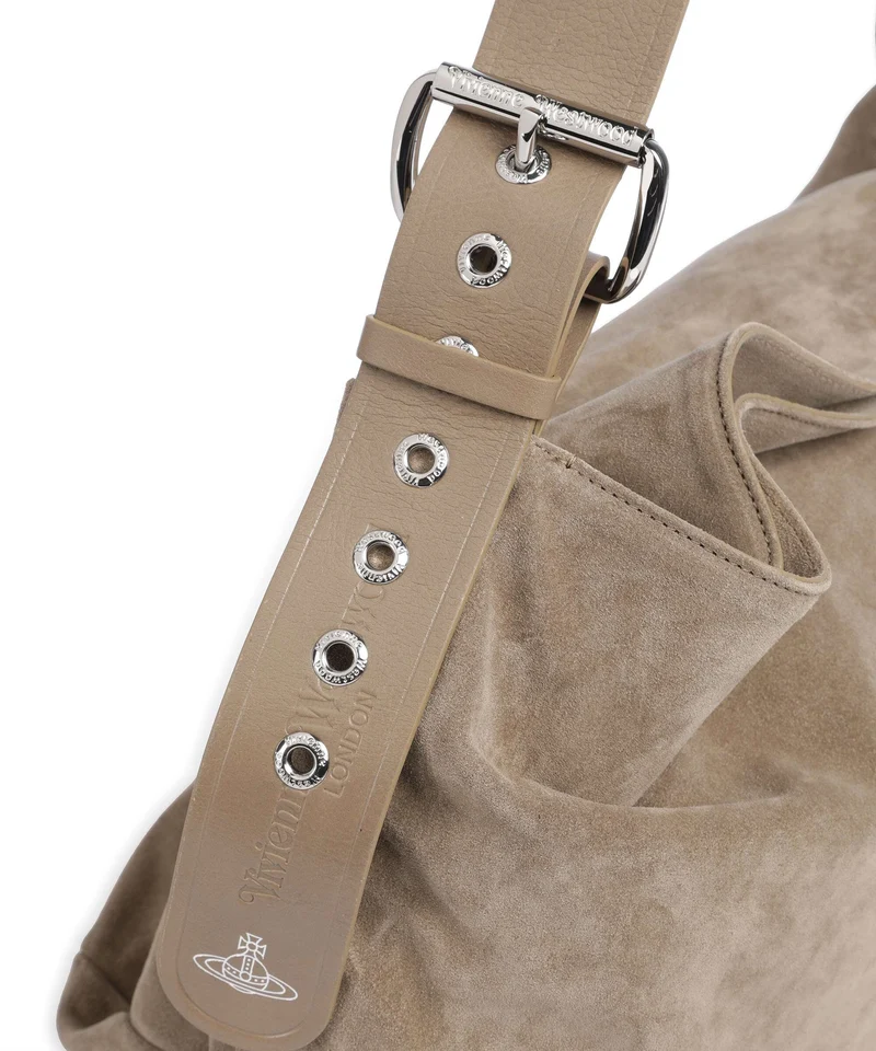 Vivienne Westwood Maxime Suede Large Beuteltasche stone