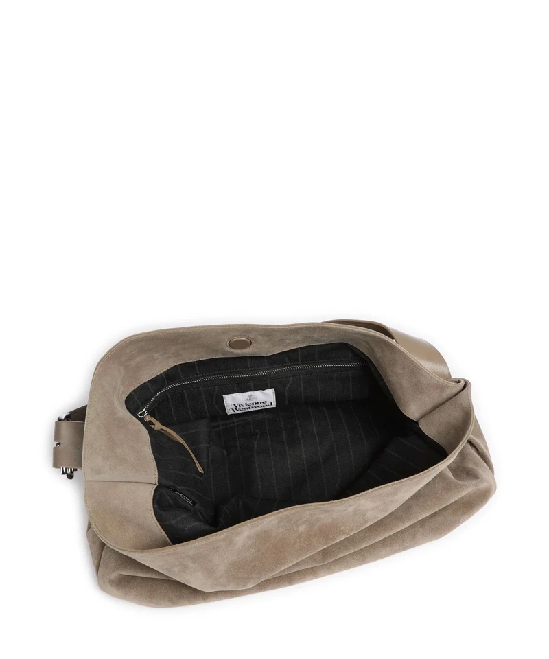 Vivienne Westwood Maxime Suede Large Beuteltasche stone