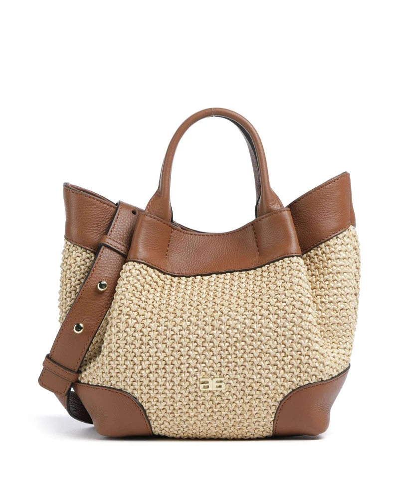 Abro Maglia Raffia Essential Small Handtasche natural/nut