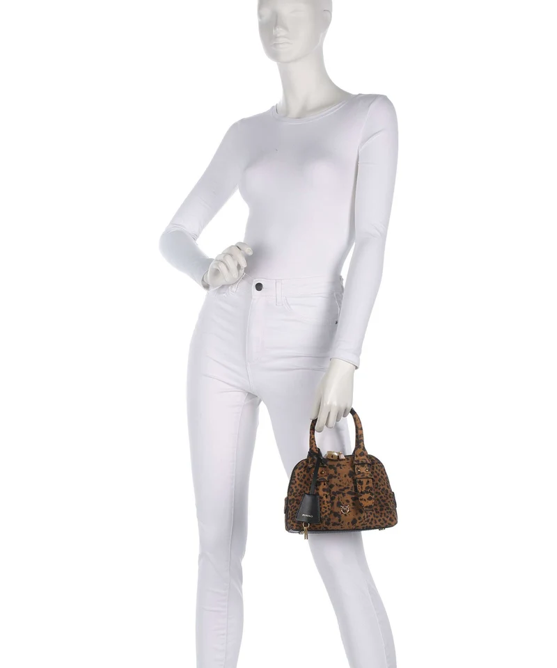 Pinko Bowling Mini Handtasche maculato/marrone/antique gold