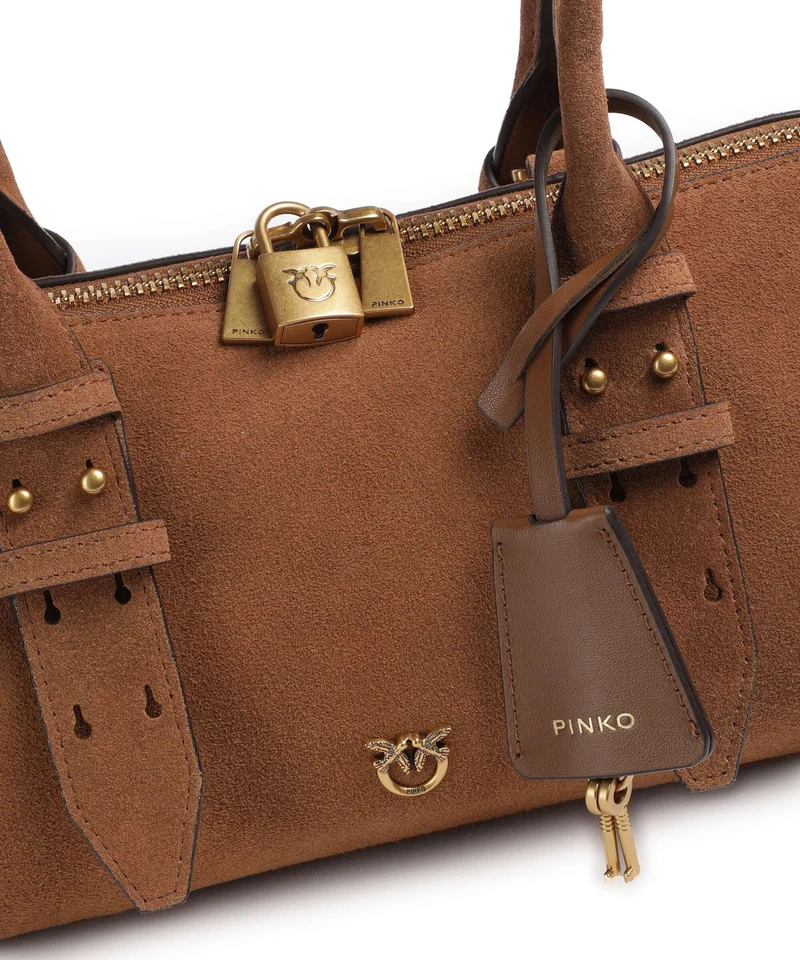 Pinko Bowling Horizontal Big Schultertasche marrone/leone/antique gold