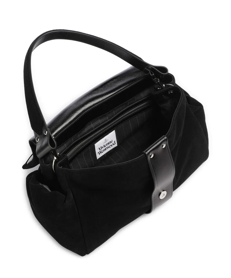 Vivienne Westwood Hazel Suede Treasure XL Schultertasche black