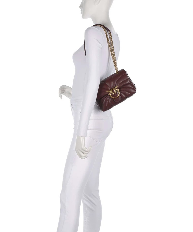 Pinko Love Puff Mini Schultertasche burgundy wine/antique gold