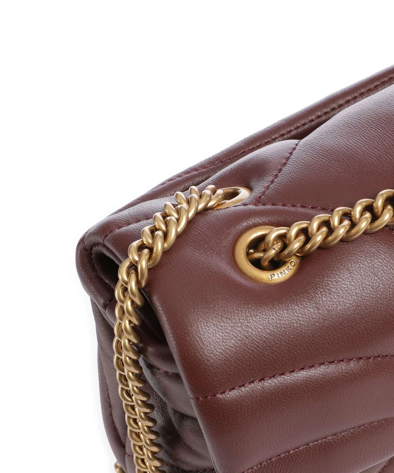 Pinko Love Puff Mini Schultertasche burgundy wine/antique gold