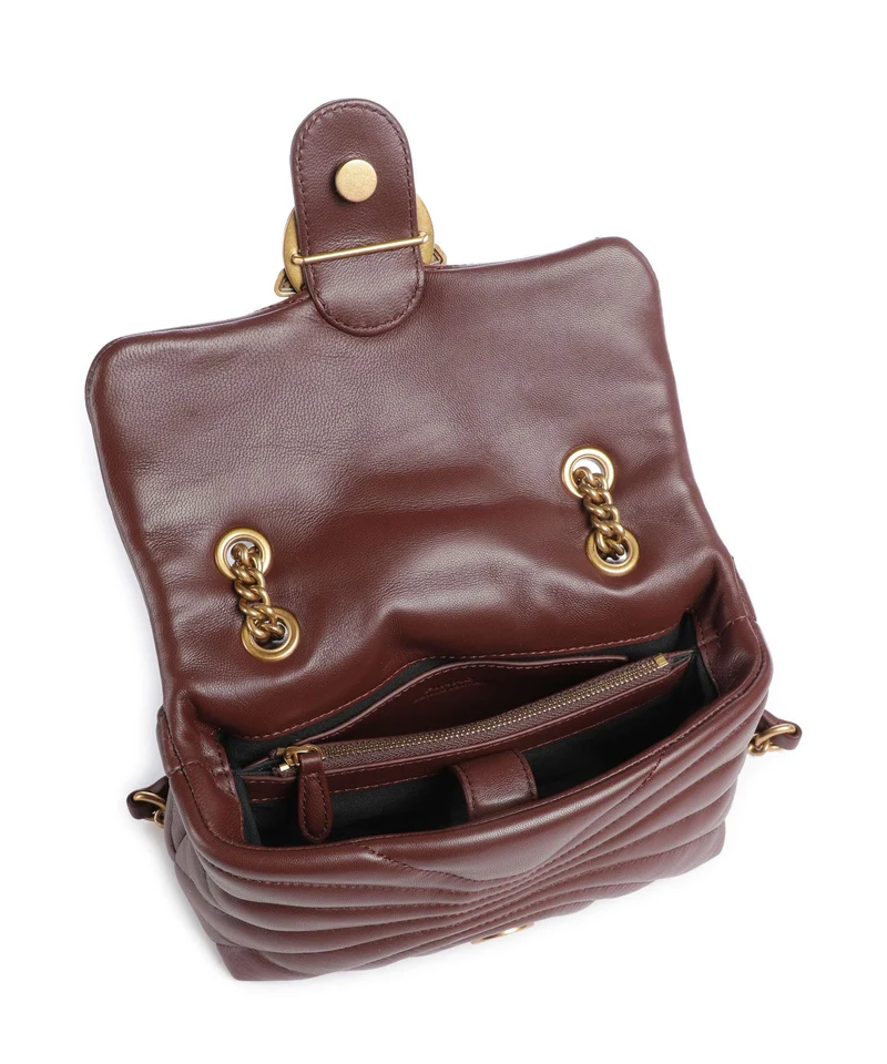 Pinko Love Puff Mini Schultertasche burgundy wine/antique gold
