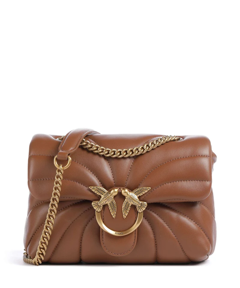 Pinko Love Puff Mini Schultertasche marrone/leone/antique gold