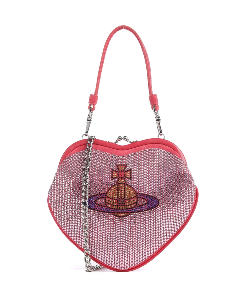 Vivienne Westwood Belle Heart Frame Diamante Umhängetasche pink