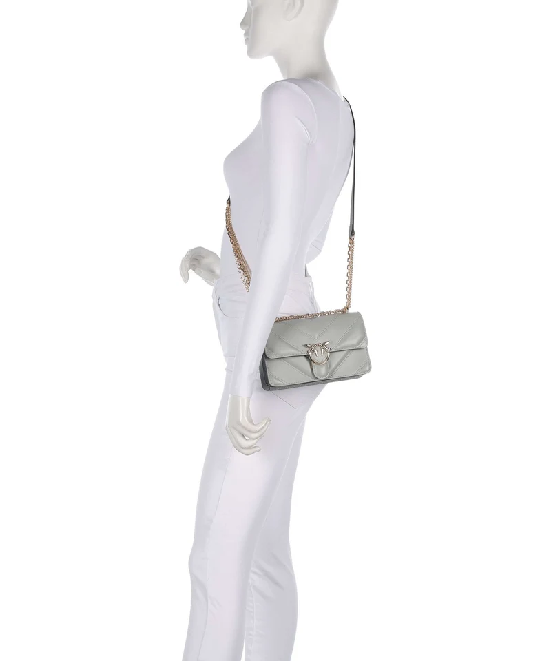 Pinko Love One Mini Schultertasche grigio perla/gold mordore