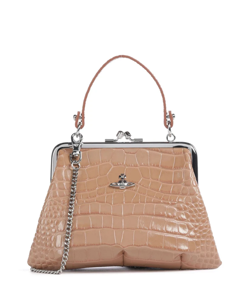 Vivienne Westwood Granny Frame Embossed Croc Handtasche dusty pink