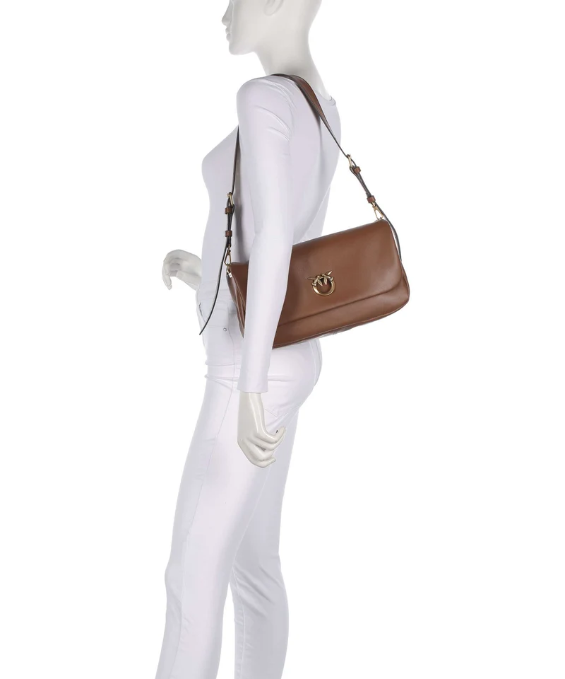 Pinko Click Soft Horizontal Schultertasche marrone/leone/antique gold