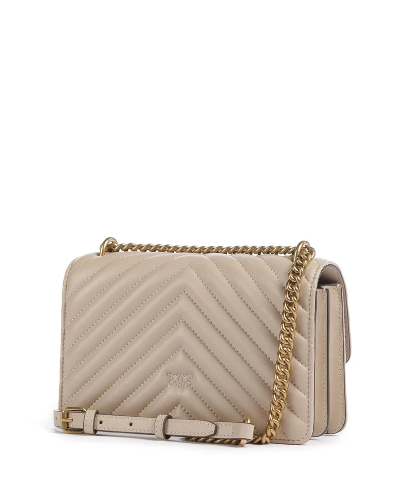 Pinko Love One Mini Schultertasche beige/grigio fumo/antique gold