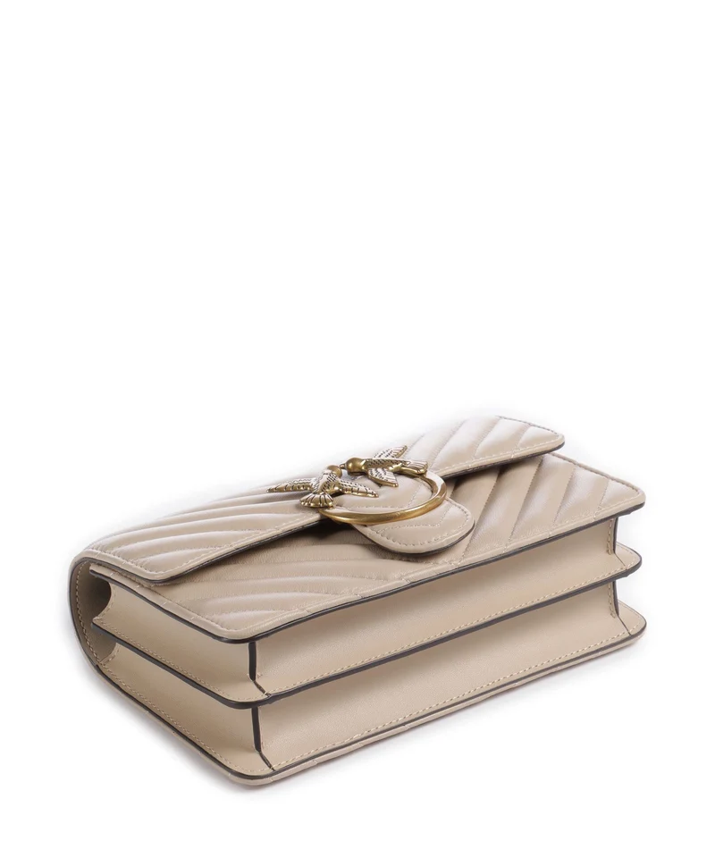 Pinko Love One Mini Schultertasche beige/grigio fumo/antique gold
