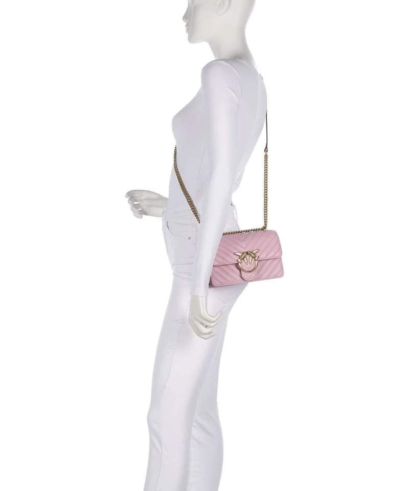 Pinko Love One Mini Schultertasche rosa chiaro/antique gold