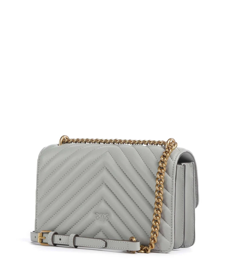 Pinko Love One Mini Schultertasche grigio perla/antique gold