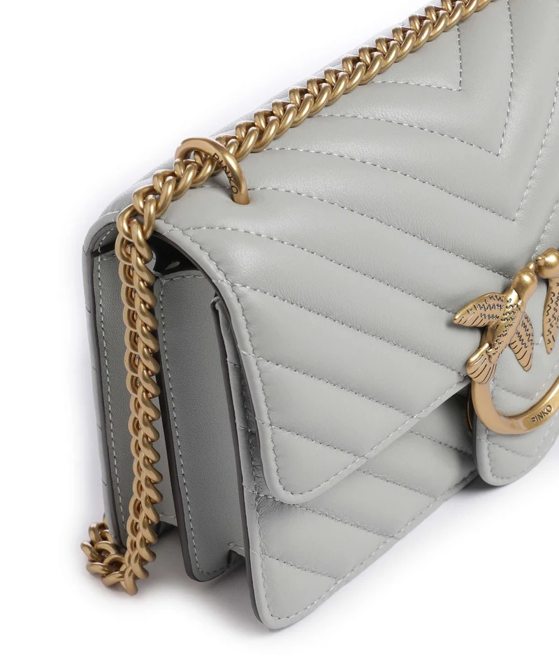 Pinko Love One Mini Schultertasche grigio perla/antique gold