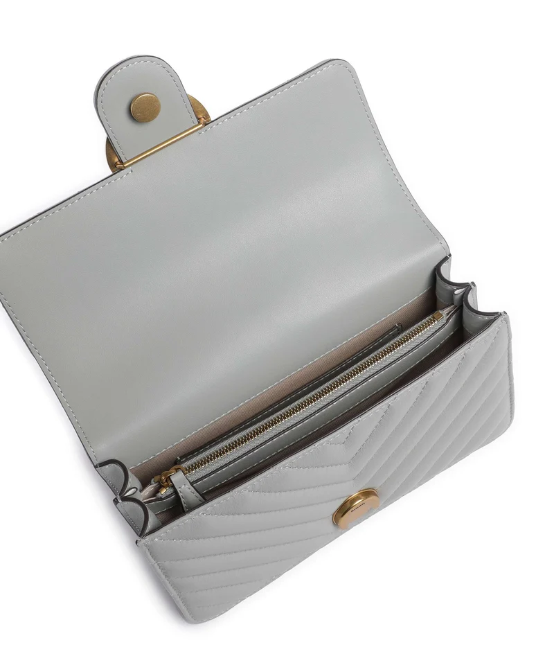 Pinko Love One Mini Schultertasche grigio perla/antique gold