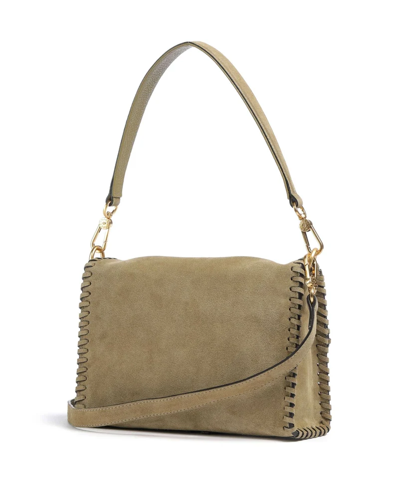 Abro Suede Temi Stitch Schultertasche mud