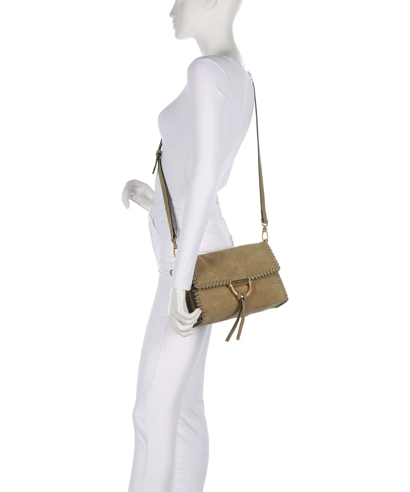 Abro Suede Temi Stitch Schultertasche mud