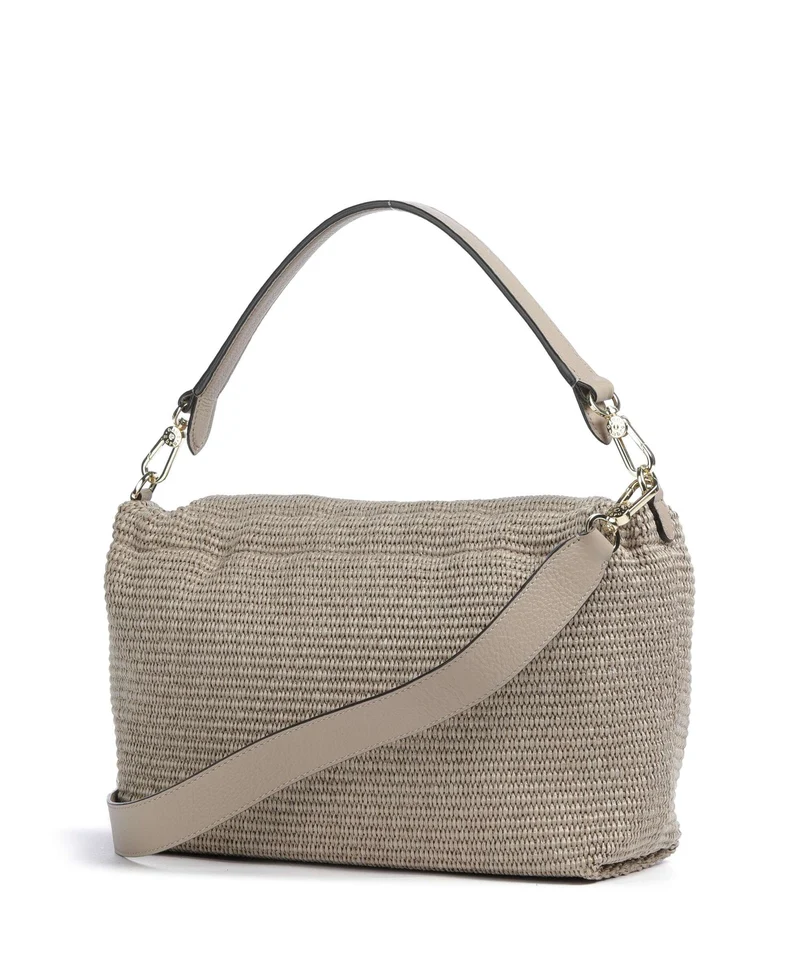 Abro Raffia Classica Temi Large Schultertasche siena