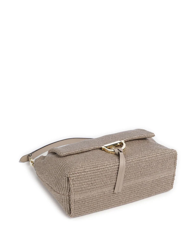 Abro Raffia Classica Temi Large Schultertasche siena