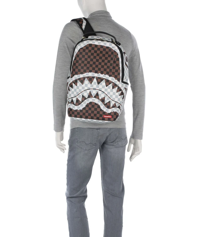 Sprayground Cream And Brown Tear Check Rucksack multicolour