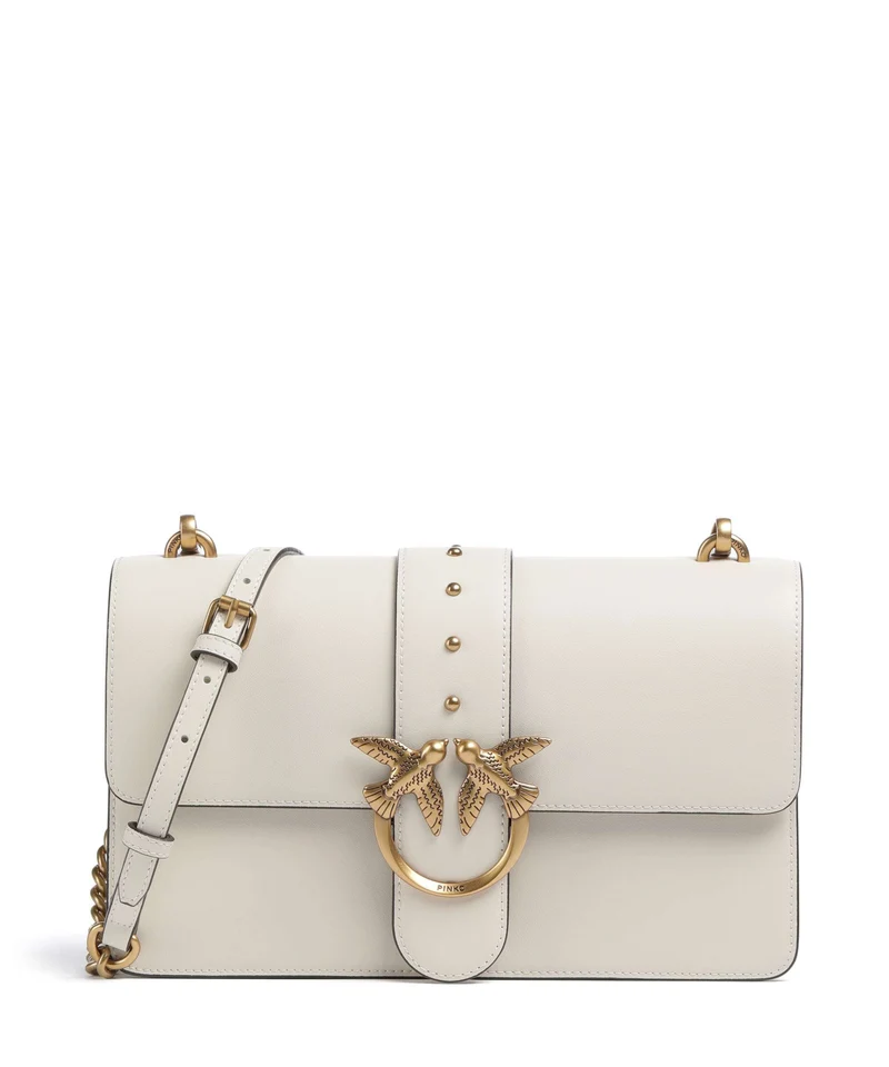 Pinko Love One Classic Umhängetasche bianco seta/antique gold