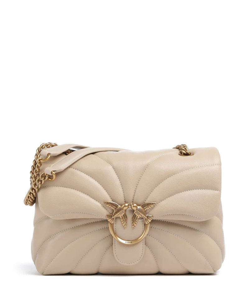 Pinko Love Puff Classic Schultertasche beige/grigio fumo/antique gold
