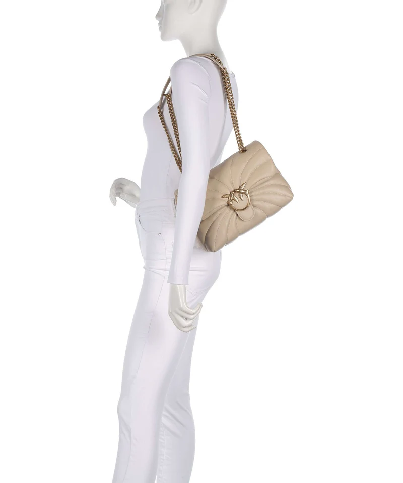 Pinko Love Puff Classic Schultertasche beige/grigio fumo/antique gold