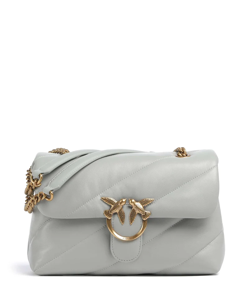 Pinko Love Puff Classic Schultertasche grigio perla/antique gold
