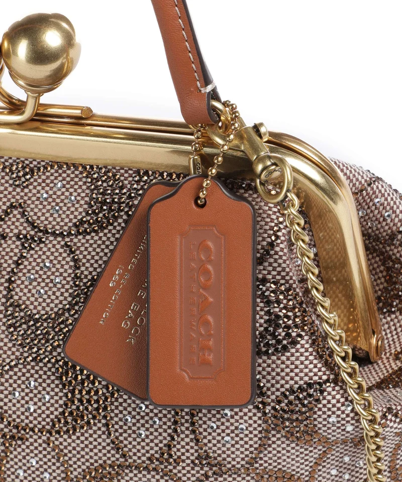 Coach Kisslock Frame Crystal Signature Jacquard Handtasche burnished amber
