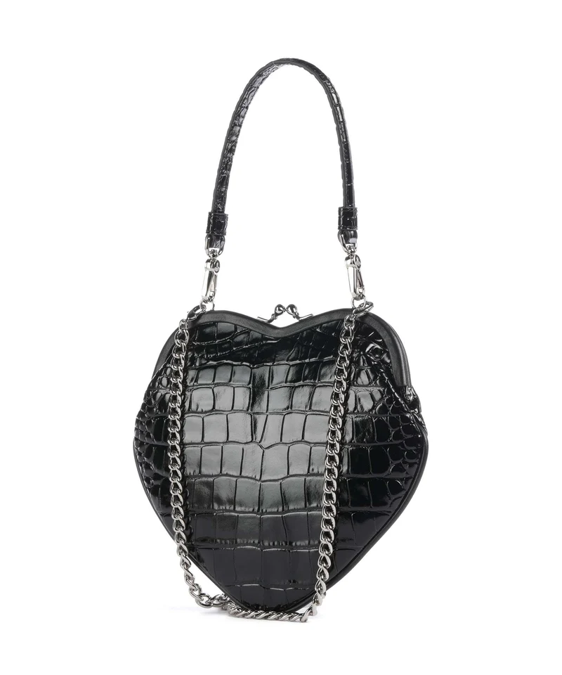 Vivienne Westwood Belle Heart Frame Embossed Croc Umhängetasche black