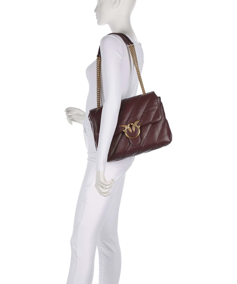 Pinko Love Puff Big Schultertasche burgundy wine/antique gold