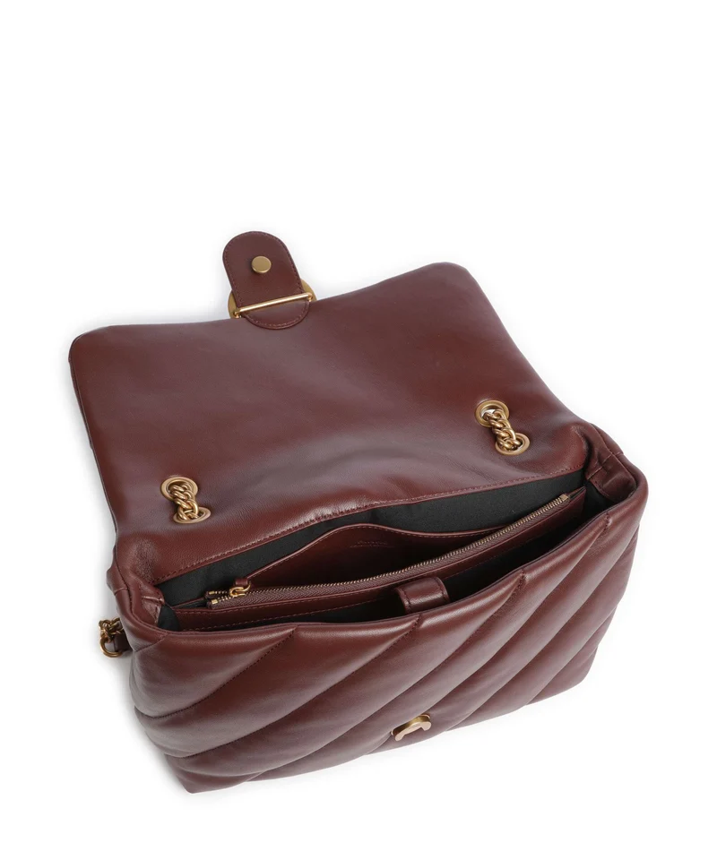 Pinko Love Puff Big Schultertasche burgundy wine/antique gold