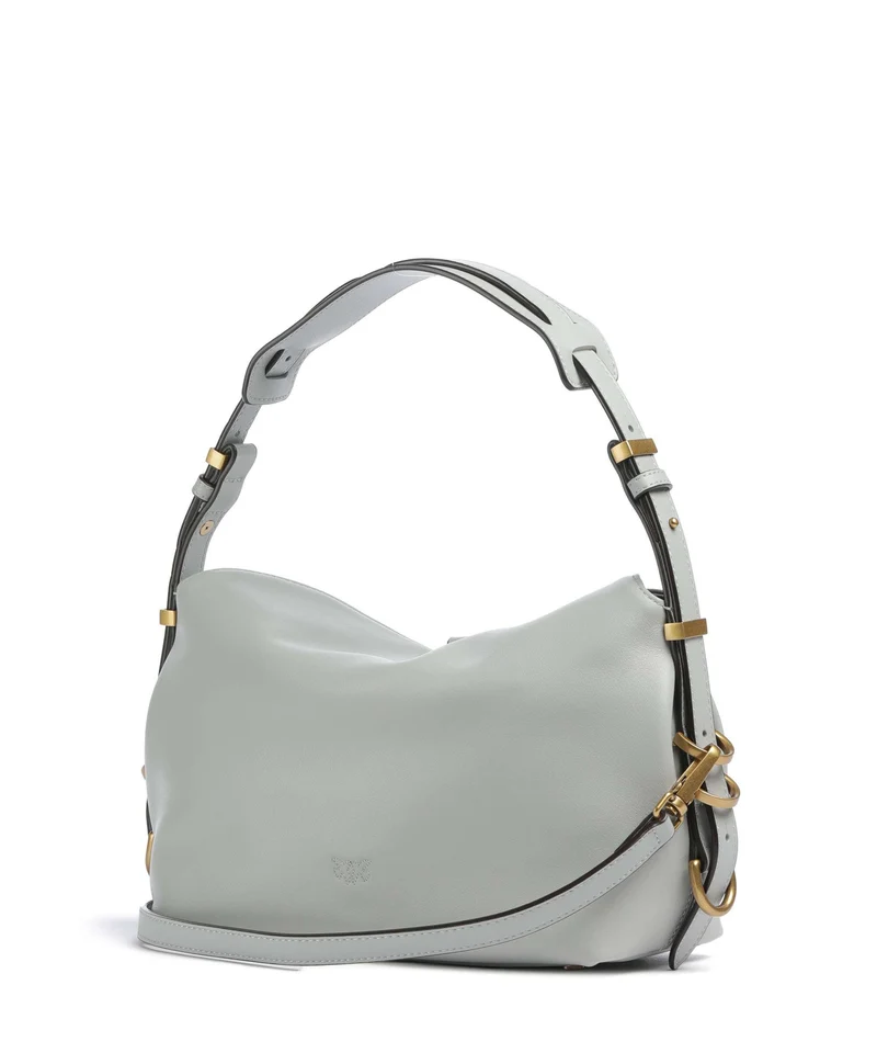 Pinko Saddle Horizontal Mini Schultertasche grigio perla/antique gold
