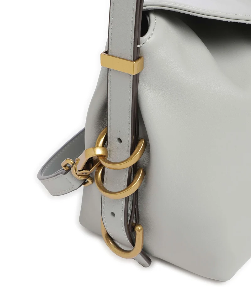 Pinko Saddle Horizontal Mini Schultertasche grigio perla/antique gold