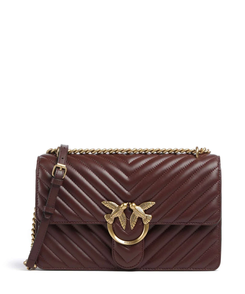Pinko Love One Classic Schultertasche rosso vino/antique gold