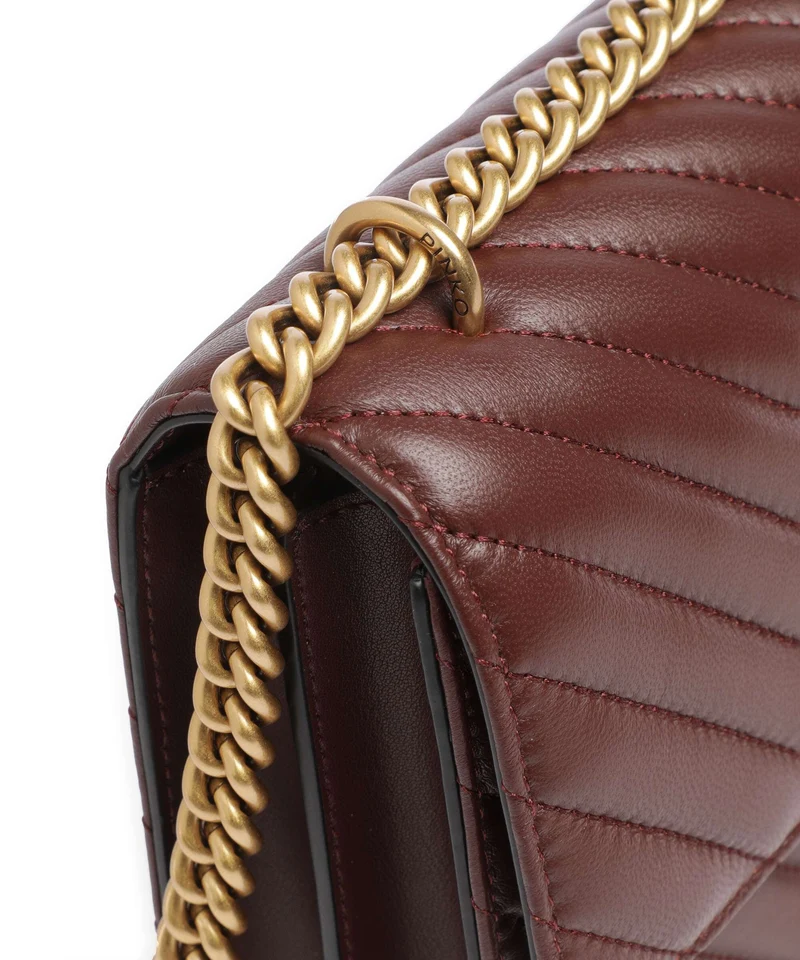 Pinko Love One Classic Schultertasche rosso vino/antique gold
