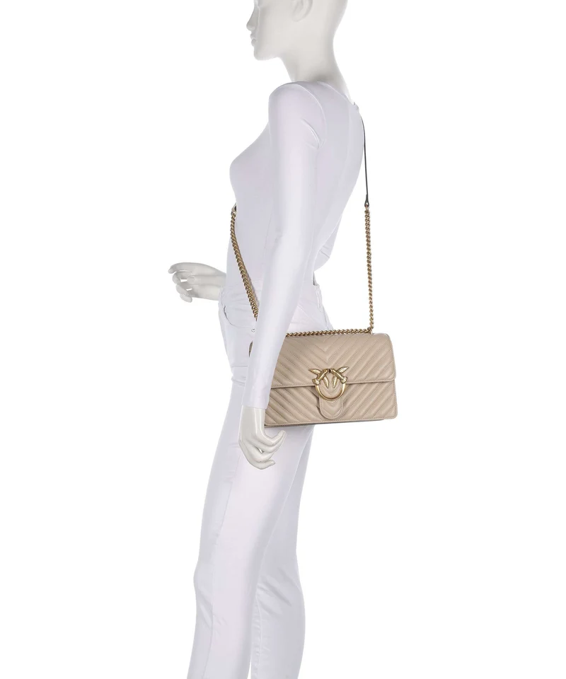 Pinko Love One Classic Schultertasche beige/grigio fumo/antique gold