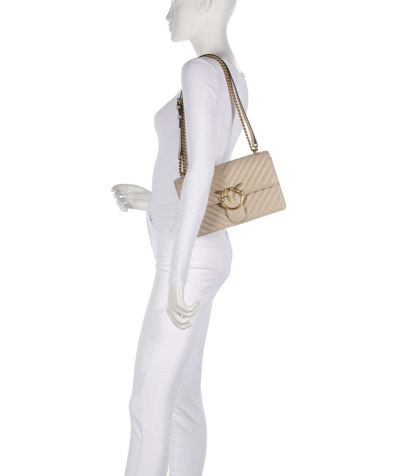 Pinko Love One Classic Schultertasche beige/grigio fumo/antique gold