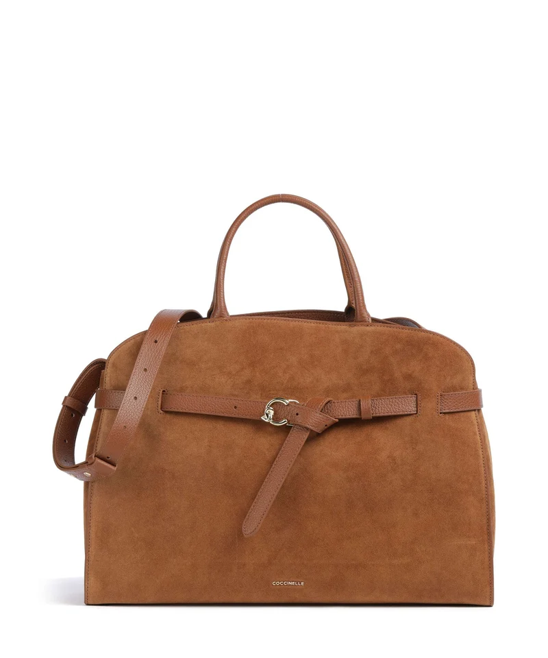 Coccinelle Sabine Suede Handtasche cognac